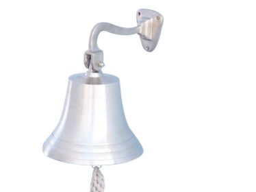 Brushed Nickel Hanging Ship's Bell (size: 11'''')