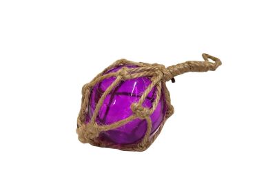 Purple Japanese Glass Ball Fishing Float With Brown Netting Decoration (size: 2'''')