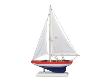 Wooden USA Sailer Model Sailboat Decoration (size: 17'''')