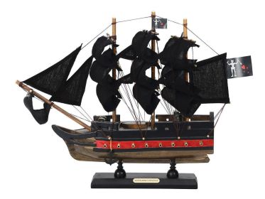 Wooden Blackbeards Queen Annes Revenge Sails Limited Model Pirate Ship 12"" (Color: Black)