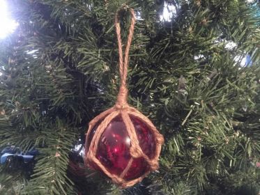 Red Japanese Glass Ball Fishing Float Decoration Christmas Ornament (size: 3'''')
