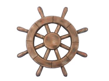 Rustic Wood Finish Decorative Ship Wheel (size: 12'''')