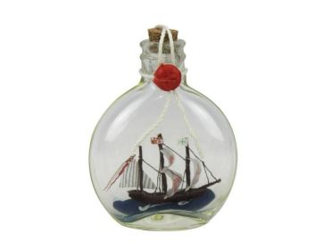 Santa Maria Model Ship in a Glass Bottle (size: 4'''')
